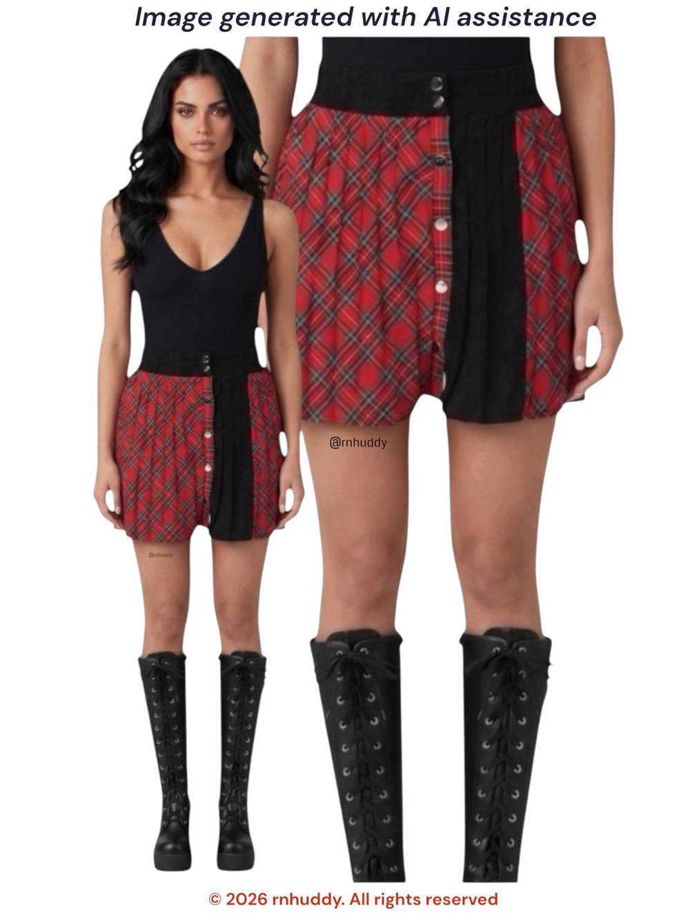 NWT Akira S red plaid pleated mini skirt